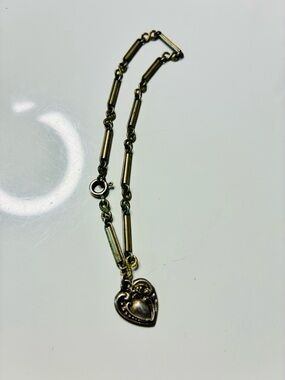 VTG Silver Filigree Heart Charm Bracelet Gothic Romance Feminine Love Danity